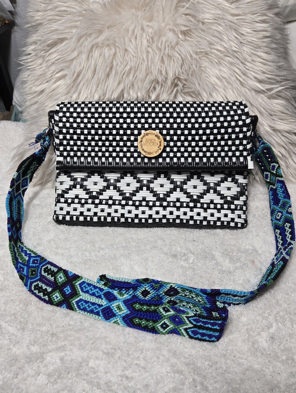 Maria Victoria Handmade PVC Cluth Purse With Add On Strap
